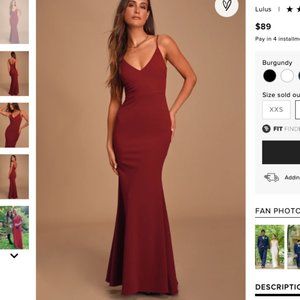 Lulu's Sexy Wine Maxi Dress XS